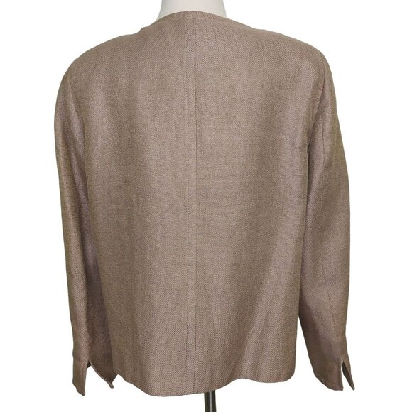 Talbots Women's Beige Metallic Thread Linen Blend Jacket Size 12 Chic~Classy - Picture 3 of 12